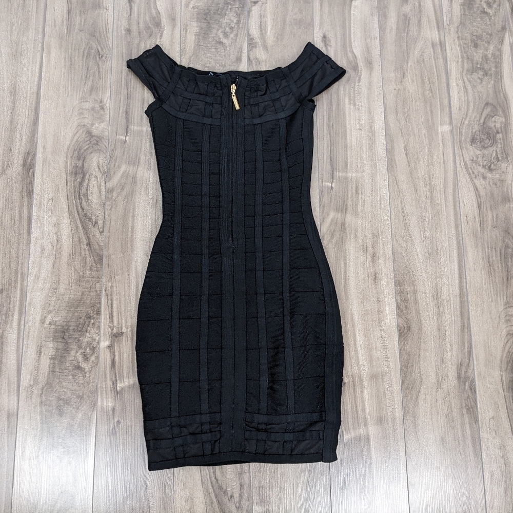 GUESS BY MARCIANO Black Mirabel Bandage Bodycon Dress XXS Mini